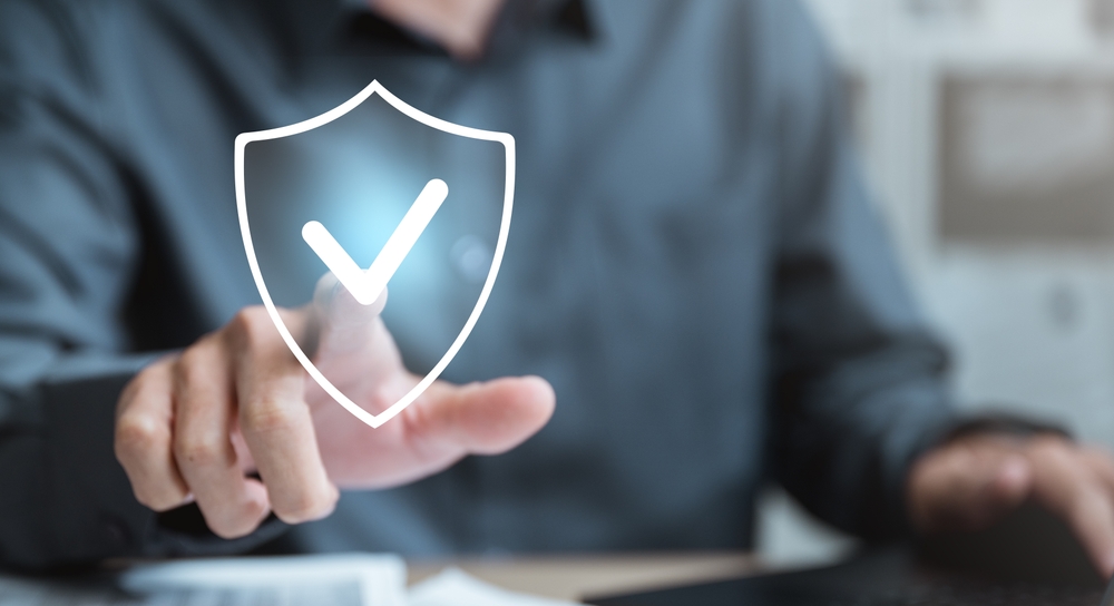 Person touching insurance icon